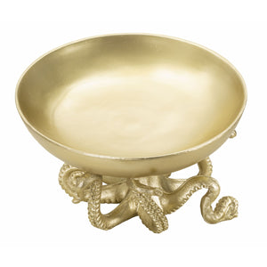 Vassoio Polipo 2, Oro, Poliresina, 30x30x18 cm, Seven Design