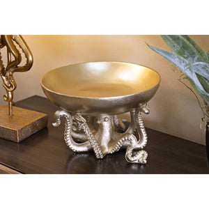 Vassoio Polipo 2, Oro, Poliresina, 30x30x18 cm, Seven Design