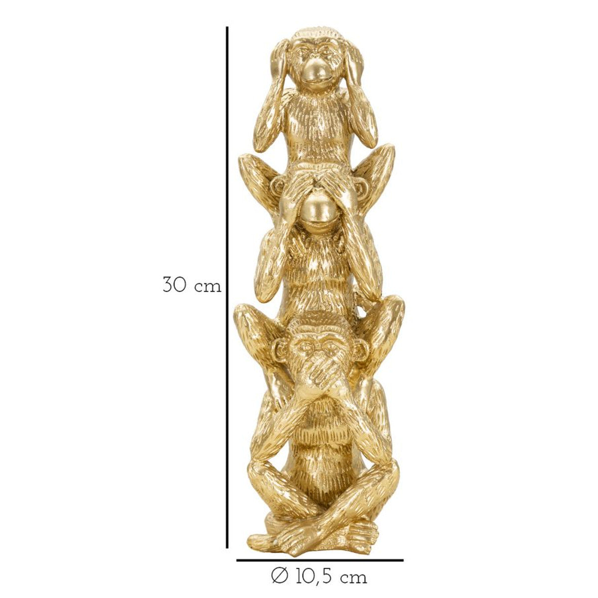 Scultura Scimmia 12, Oro, Poliresina, 10,5x10,5x30 cm, Seven Design