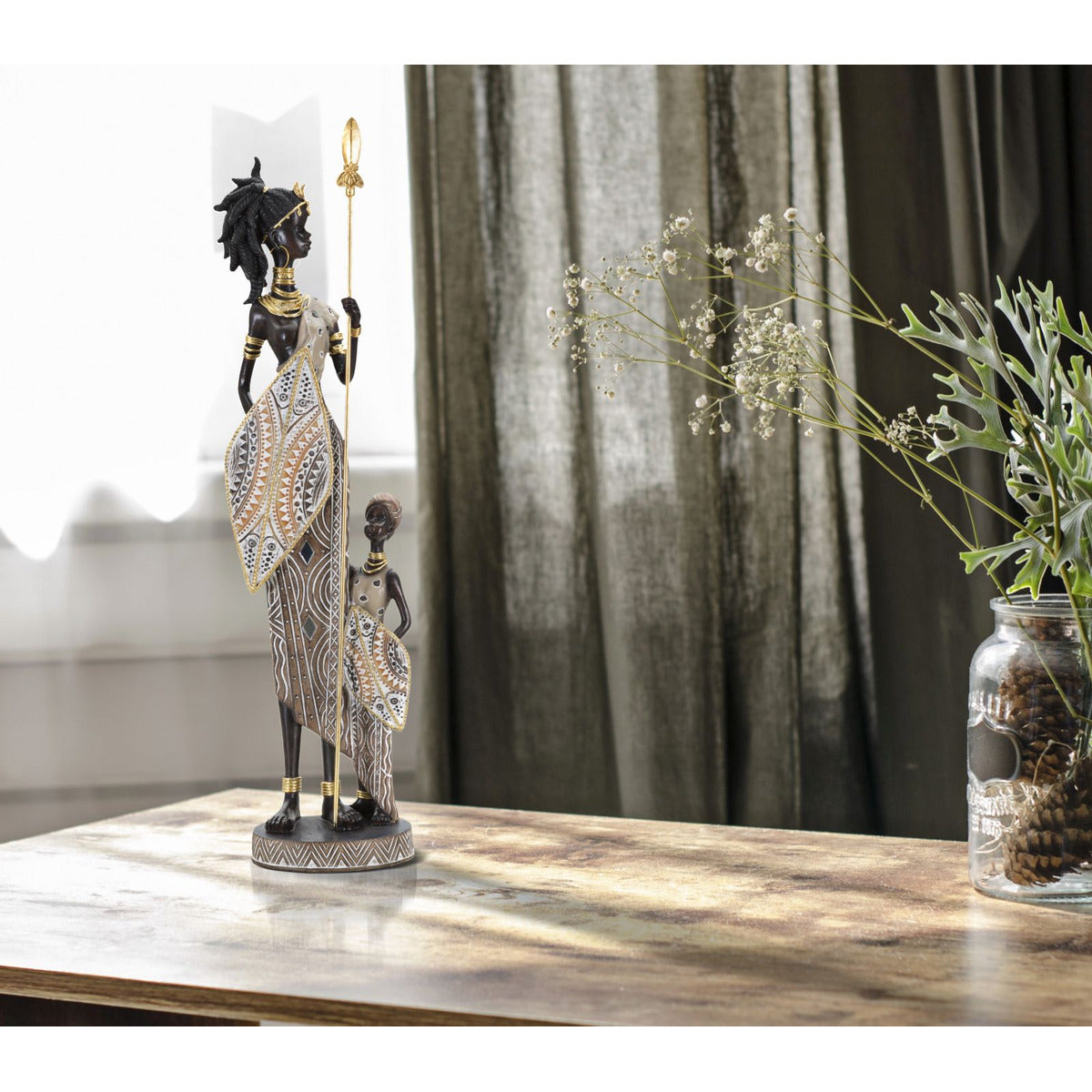 Scultura Africa 12, Multicolore, Poliresina, 11,5x8,5x46 cm, Seven Design