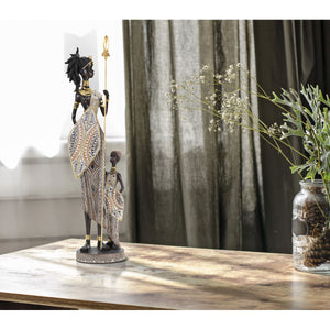 Scultura Africa 12, Multicolore, Poliresina, 11,5x8,5x46 cm, Seven Design