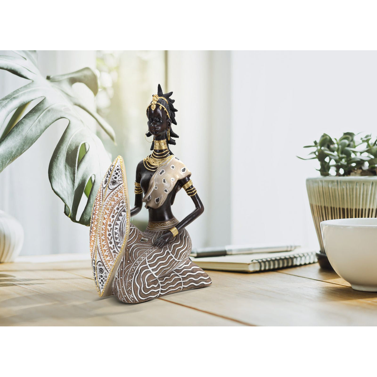 Scultura Africa 14, Multicolore, Poliresina, 13,5x9x24,5 cm, Seven Design