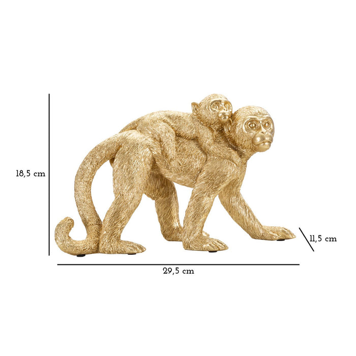 Scultura Scimmia 13, Oro, Poliresina, 29,5x11,5x18,5 cm, Seven Design