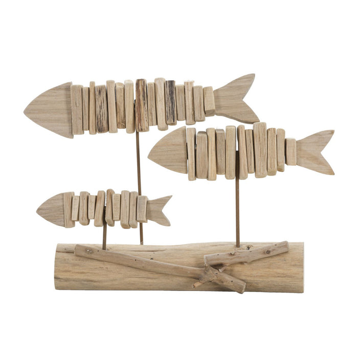 Scultura Pesce 11, Marrone, Legno, 37x10x24 cm, Seven Design