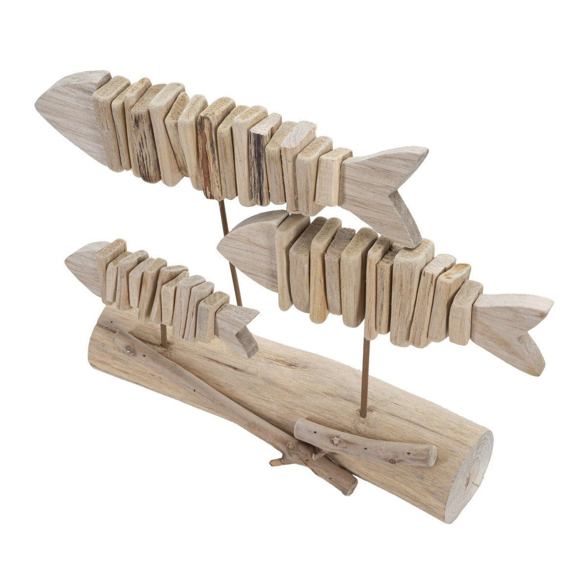 Scultura Pesce 11, Marrone, Legno, 37x10x24 cm, Seven Design