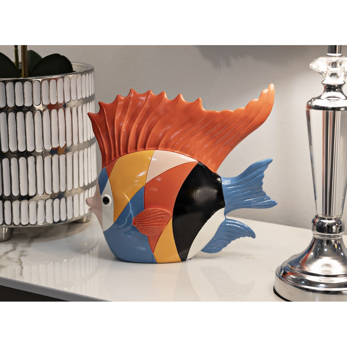 Scultura Pesce 1, Multicolore, Poliresina, 28x8x25 cm, Seven Design