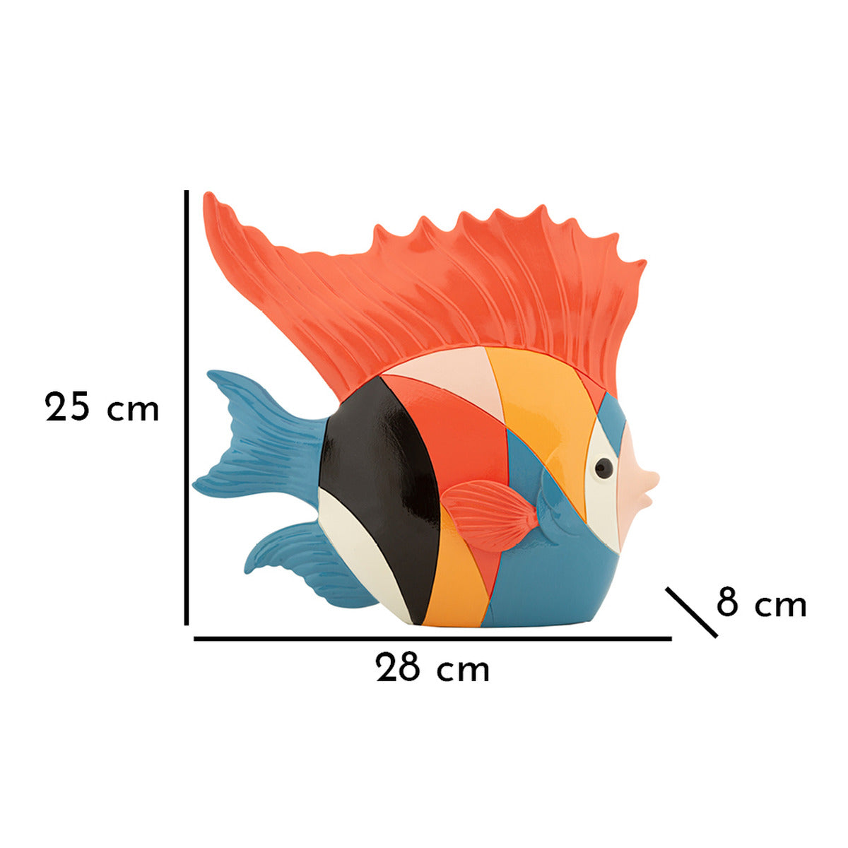 Scultura Pesce 1, Multicolore, Poliresina, 28x8x25 cm, Seven Design