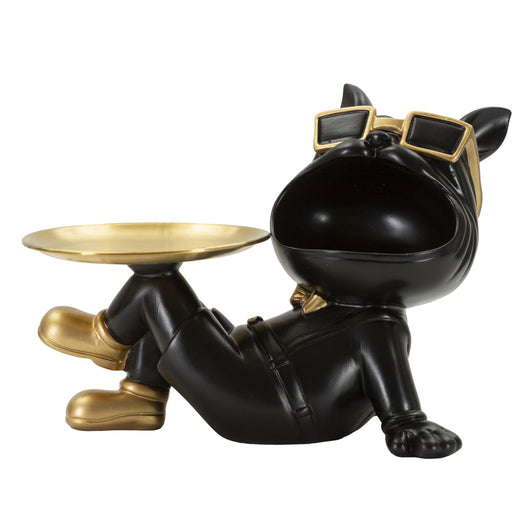 Vassoio Cane 18, Nero, Poliresina, 27x17x18,5 cm, Seven Design
