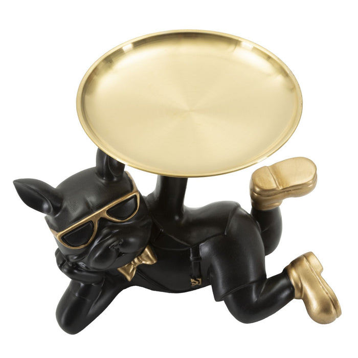 Vassoio Cane 19, Nero, Poliresina, 27x17x18,5 cm, Seven Design