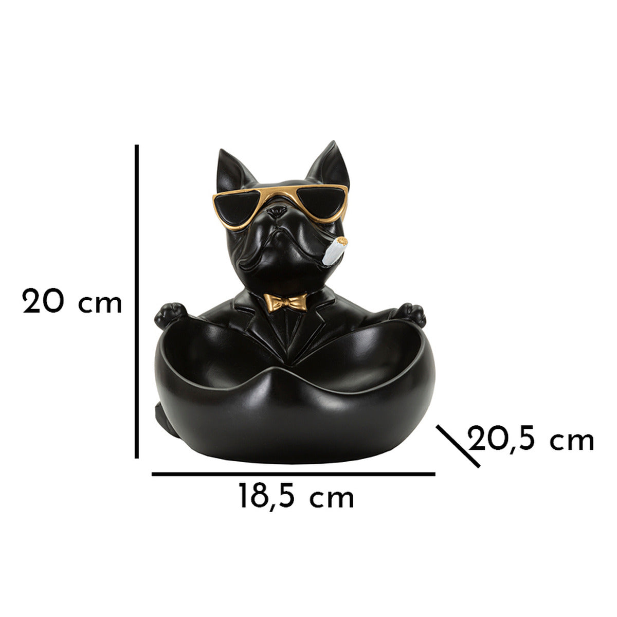 Vassoio Cane 13, Nero, Poliresina, 18,5x20,5x20 cm, Seven Design