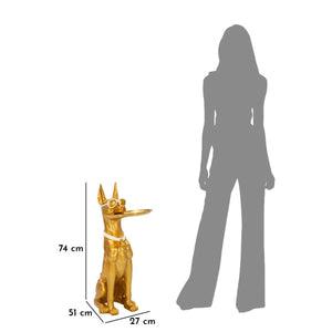 Vassoio Cane 17, Oro, Poliresina, 27x51x74 cm, Seven Design