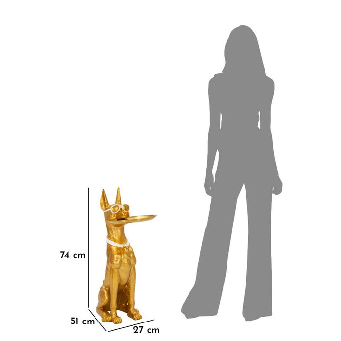 Vassoio Cane 17, Oro, Poliresina, 27x51x74 cm, Seven Design