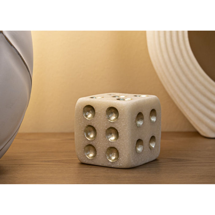 Scultura Dado 1, Bianco, Poliresina, 8x8x8 cm, Seven Design