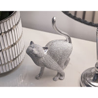 Scultura Gatti 4, Argento, Poliresina, 17,5x9x26 cm, Seven Design