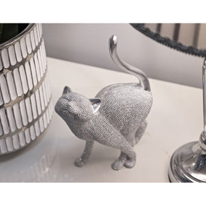 Scultura Gatti 4, Argento, Poliresina, 17,5x9x26 cm, Seven Design