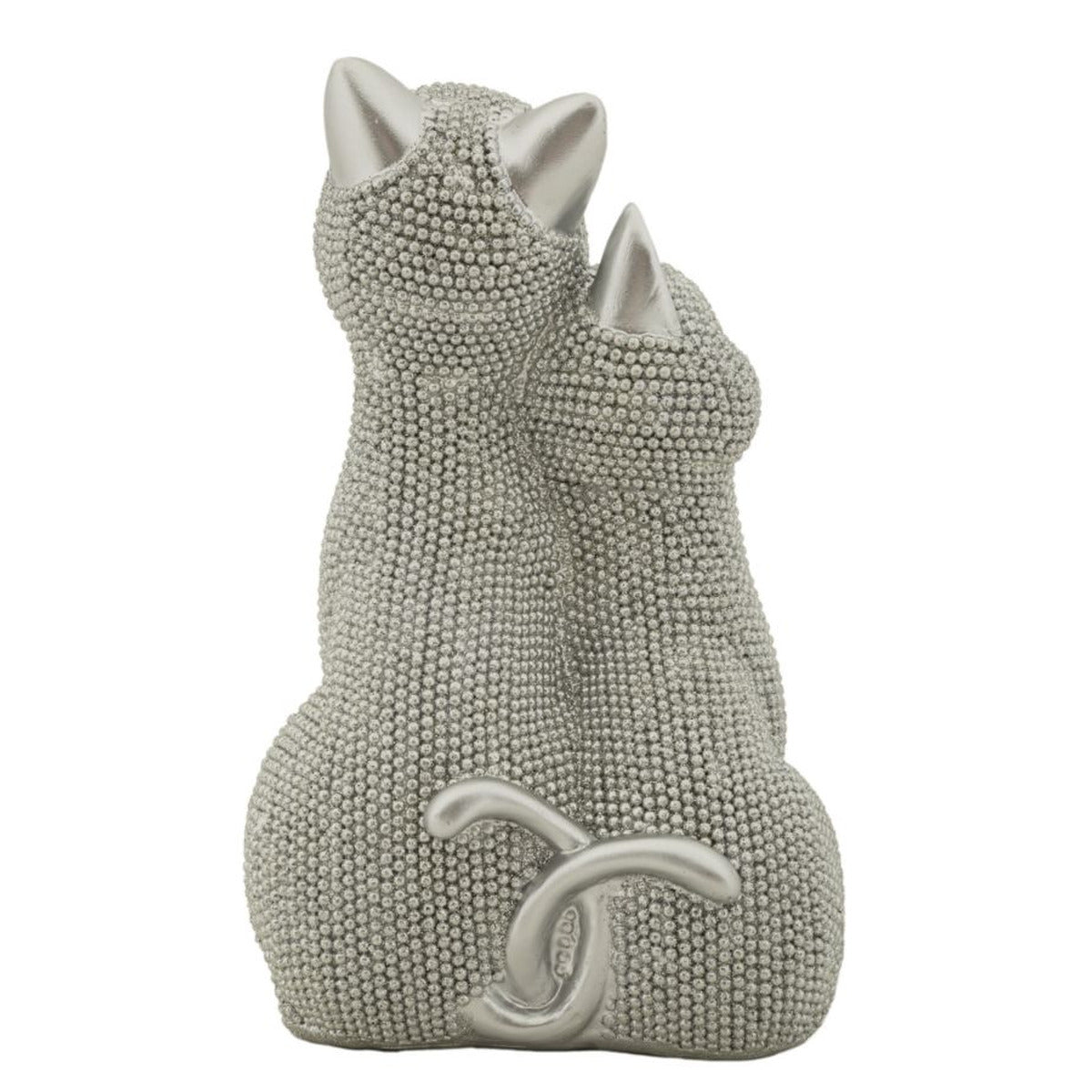 Scultura Gatti 1, Argento, Poliresina, 13x10x21 cm, Seven Design