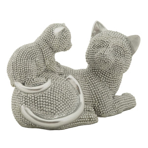 Scultura Gatti 2, Argento, Poliresina, 19x9x13 cm, Seven Design
