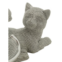 Scultura Gatti 2, Argento, Poliresina, 19x9x13 cm, Seven Design