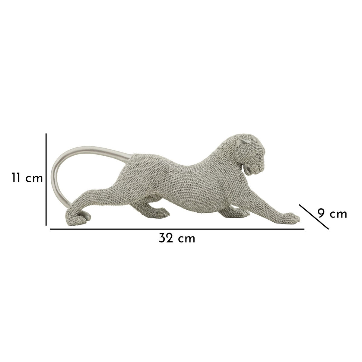 Scultura Gatti 5, Argento, Poliresina, 32x9x11 cm, Seven Design