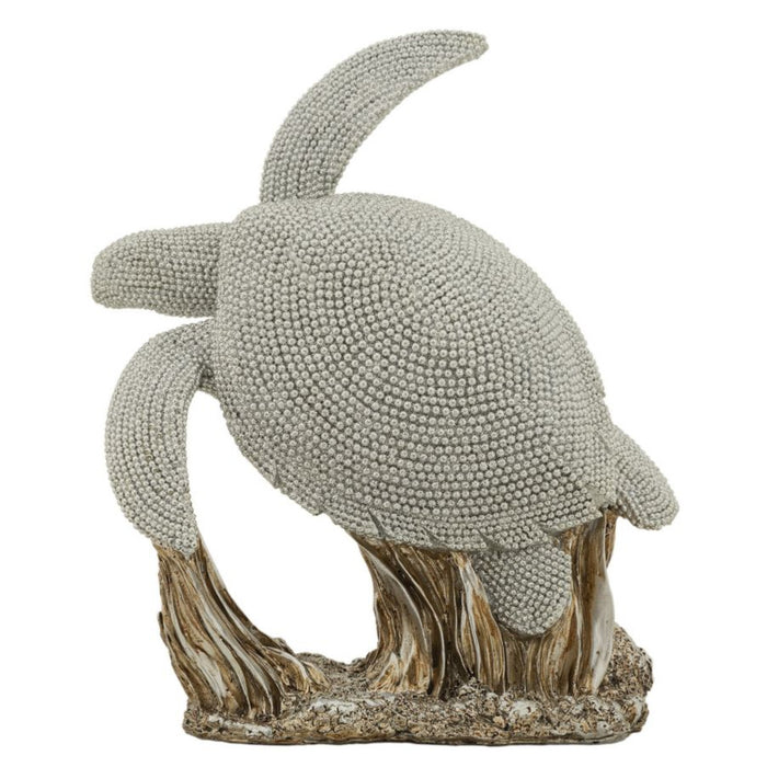 Scultura Tartaruga, Argento, Poliresina, 19x10,5x22 cm, Seven Design