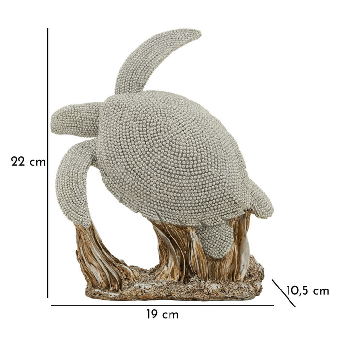 Scultura Tartaruga, Argento, Poliresina, 19x10,5x22 cm, Seven Design