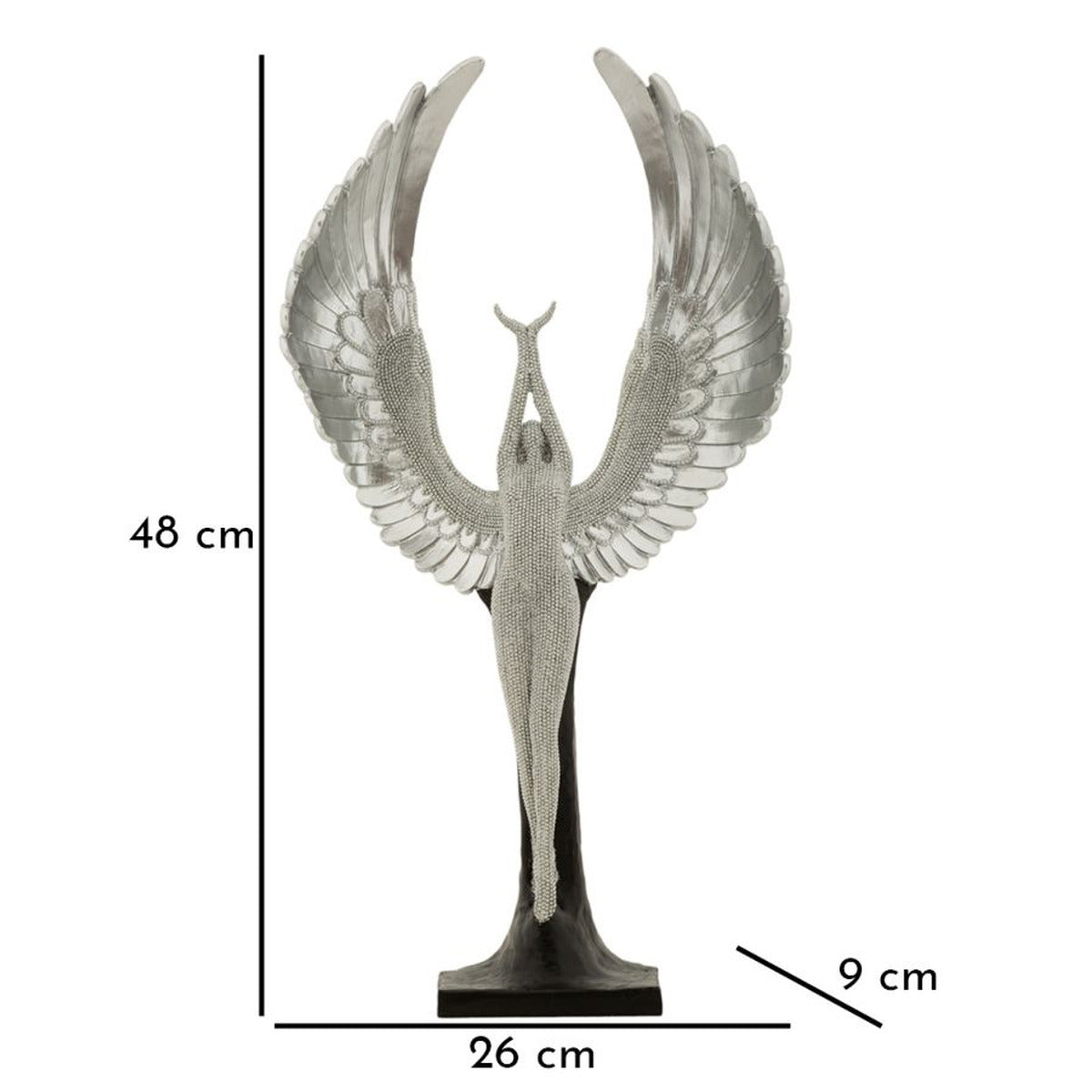 Scultura Fenice, Argento, Poliresina, 26x9x48 cm, Seven Design