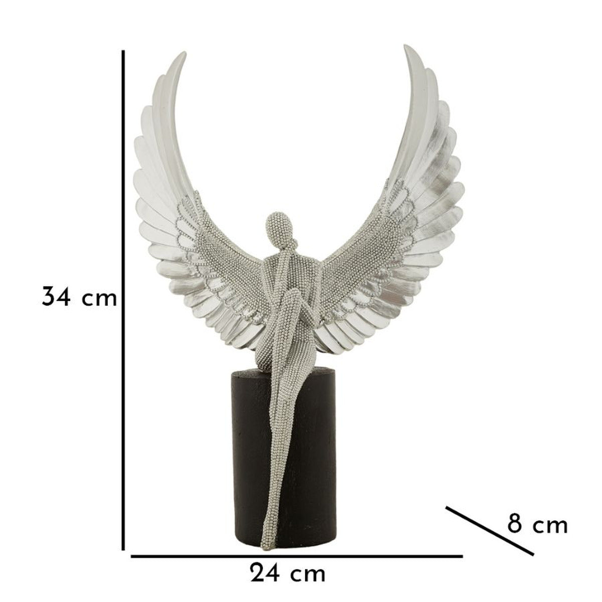 Scultura Fenice 1, Argento, Poliresina, 24x8x34 cm, Seven Design