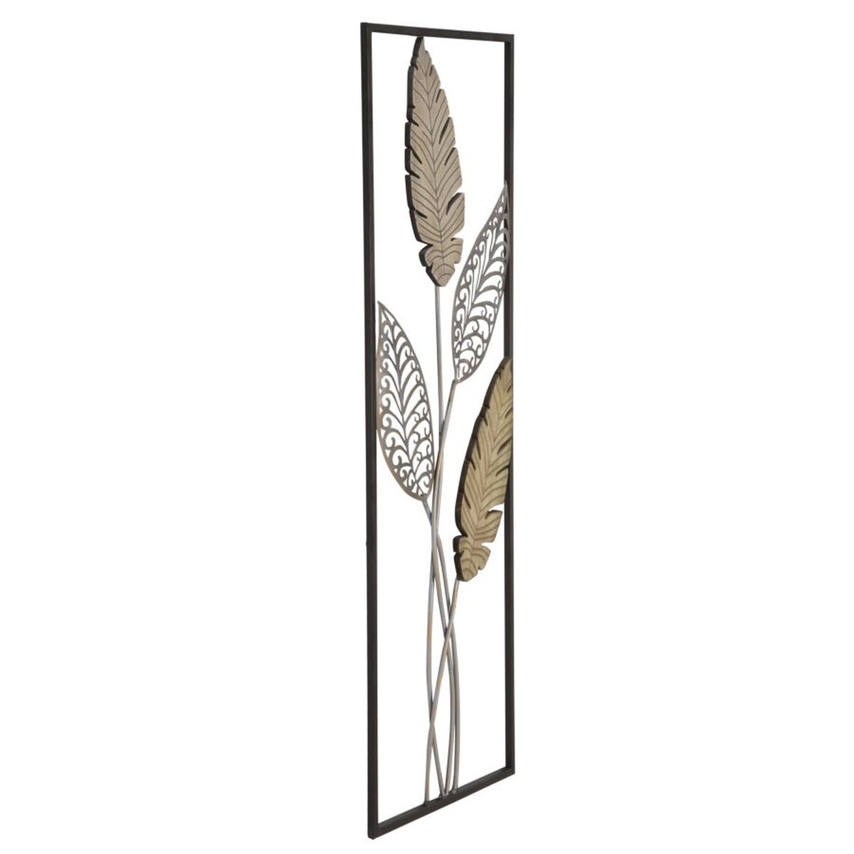 Decorazione in Metallo 3D Foglia 53, Oro, Metallo, 30,5x1,9x91 cm, Seven Design