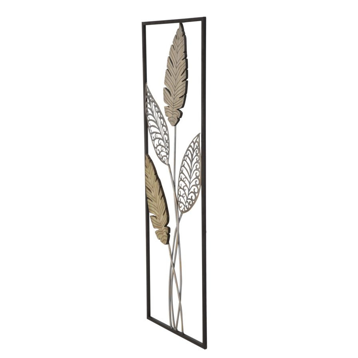 Decorazione in Metallo 3D Foglia 53, Oro, Metallo, 30,5x1,9x91 cm, Seven Design