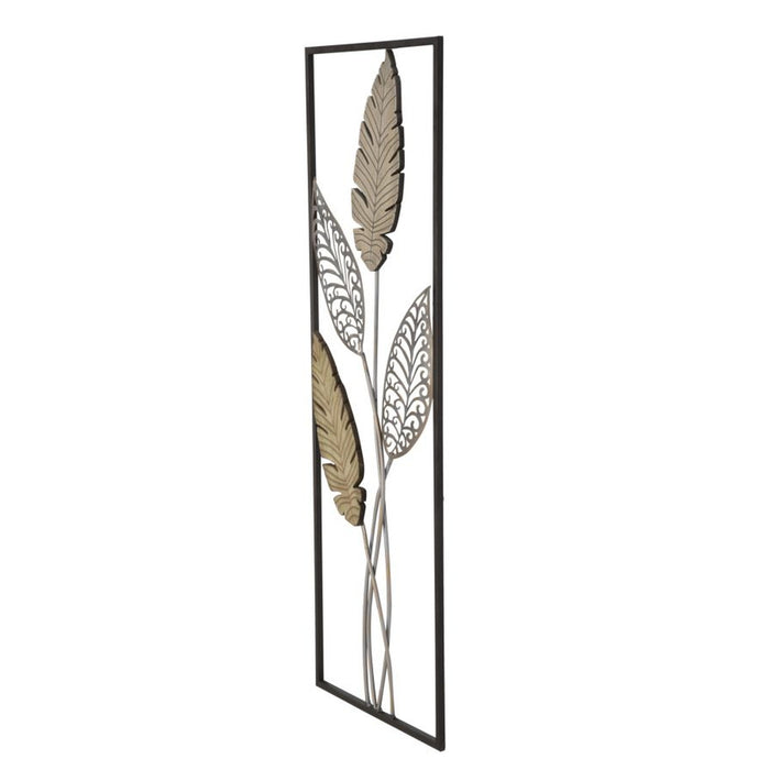 Decorazione in Metallo 3D Foglia 53, Oro, Metallo, 30,5x1,9x91 cm, Seven Design