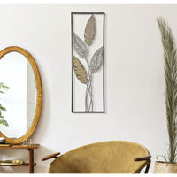 Decorazione in Metallo 3D Foglia 53, Oro, Metallo, 30,5x1,9x91 cm, Seven Design