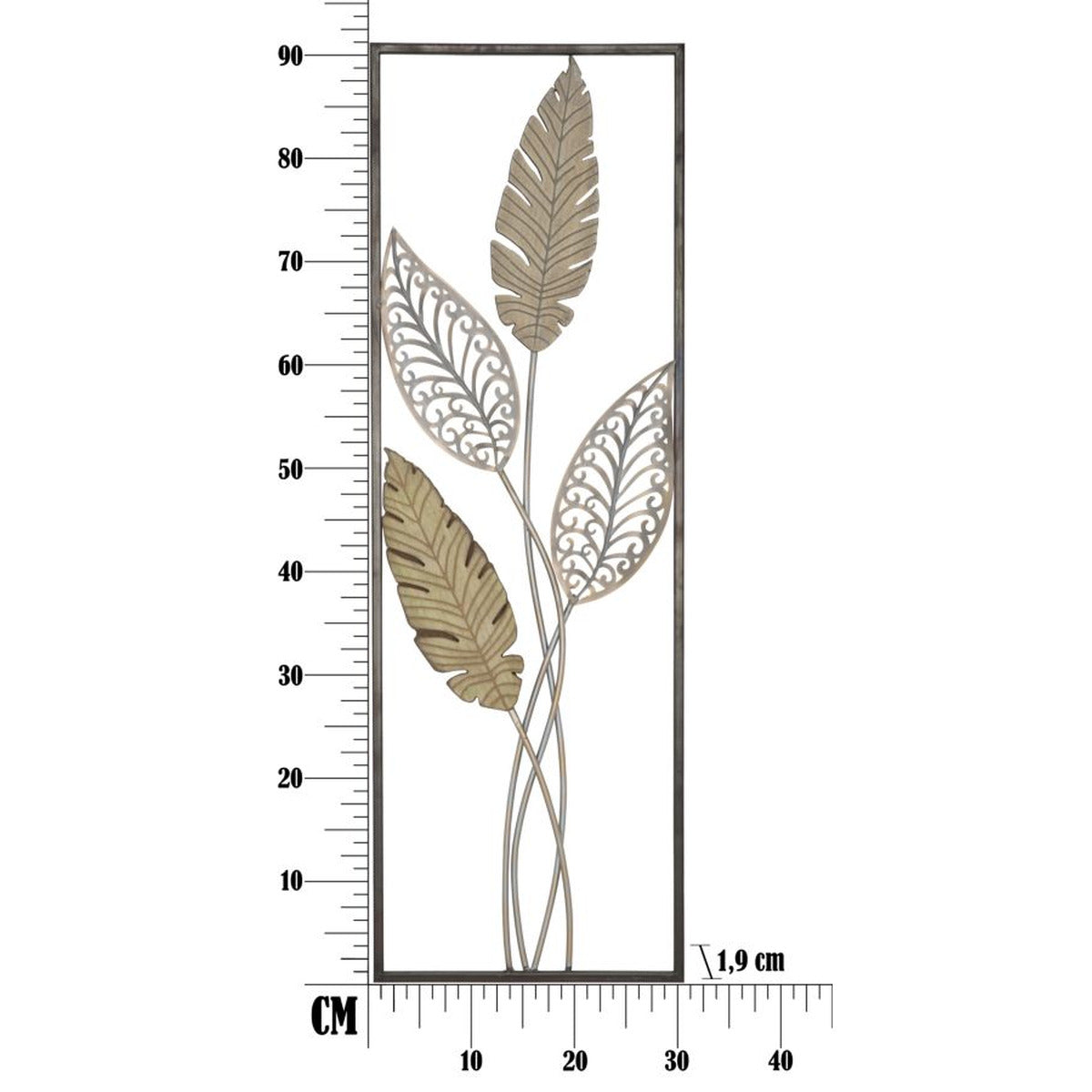 Decorazione in Metallo 3D Foglia 53, Oro, Metallo, 30,5x1,9x91 cm, Seven Design