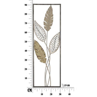 Decorazione in Metallo 3D Foglia 53, Oro, Metallo, 30,5x1,9x91 cm, Seven Design