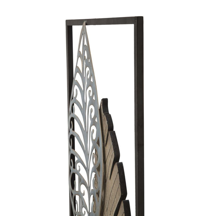 Decorazione in Metallo 3D Foglia 52, Oro, Metallo, 30,5x2,5x99,5 cm, Seven Design