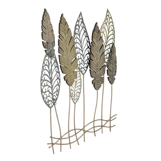 Decorazione in Metallo 3D Foglia 51, Oro, Metallo, 75x2,5x87 cm, Seven Design