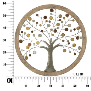 Decorazione in Metallo 3D Albero 9, Marrone, Metallo, 61x1,8x61 cm, Seven Design