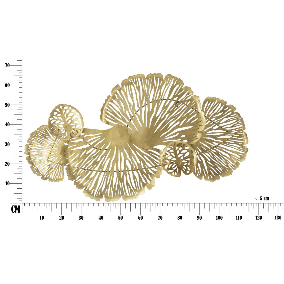 Decorazione in Metallo 3D Foglia 21, Oro, Metallo, 115x5x64 cm, Seven Design