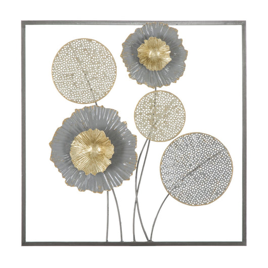 Decorazione in Metallo 3D Fiori 39, Multicolore, Metallo, 50x3,8x50 cm, Seven Design