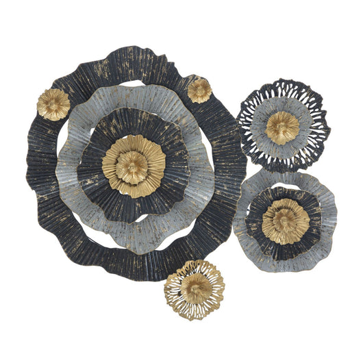 Decorazione in Metallo 3D Fiori 4, Multicolore, Metallo, 100x8x80 cm, Seven Design