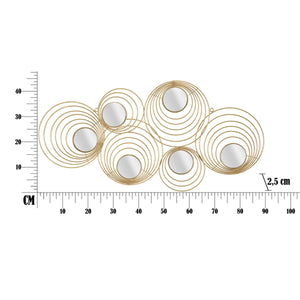 Decorazione in Metallo 3D Cerchi 2, Oro, Metallo, 90x2,5x45 cm, Seven Design