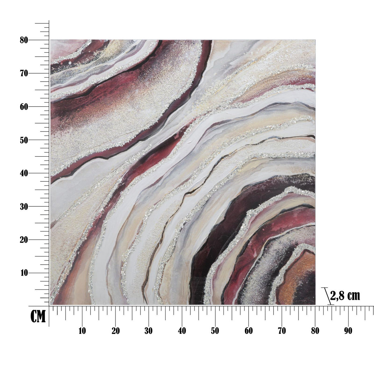 Stampa su Tela Marmo 8, Multicolore, Legno, 80x2,8x80 cm, Seven Design