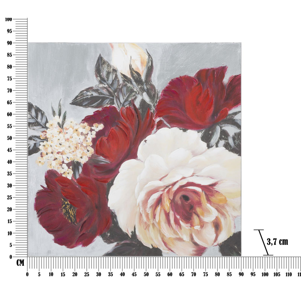 Stampa su Tela Fiori 62, Multicolore, Legno, 90x3,7x90 cm, Seven Design