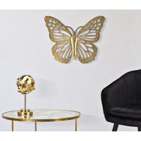 Decorazione in Metallo 3D Farfalla, Oro, Metallo, 43x2x35 cm, Seven Design