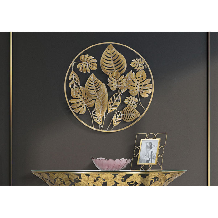 Decorazione in Metallo 3D Foglia 18, Oro, Metallo, 80x6,5x80 cm, Seven Design