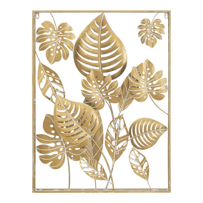 Decorazione in Metallo 3D Foglia 20, Oro, Metallo, 60x6,5x80 cm, Seven Design