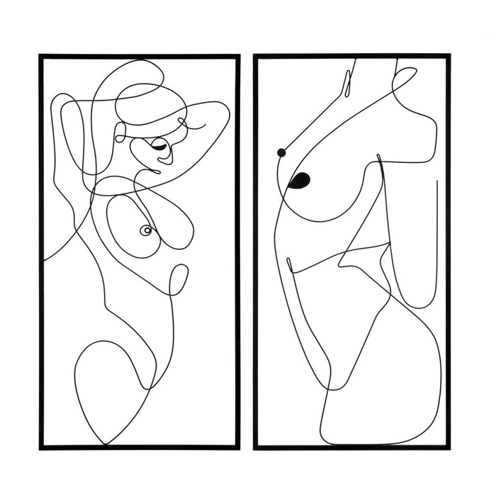 Decorazione in Metallo Corpi 1, Nero, Metallo, 50x1x100 cm, Seven Design