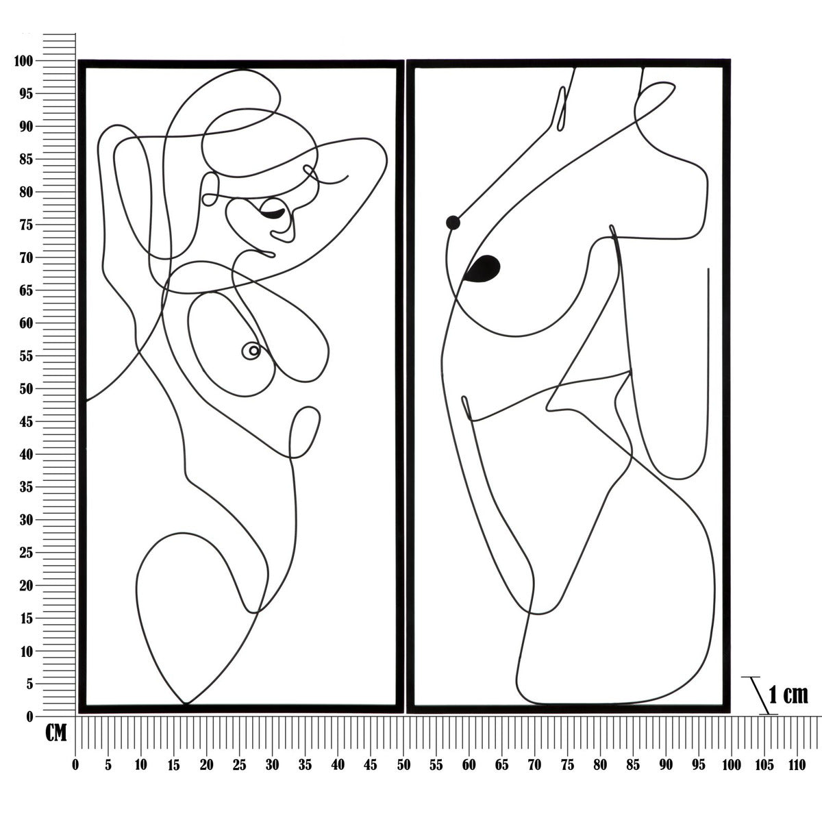 Decorazione in Metallo Corpi 1, Nero, Metallo, 50x1x100 cm, Seven Design