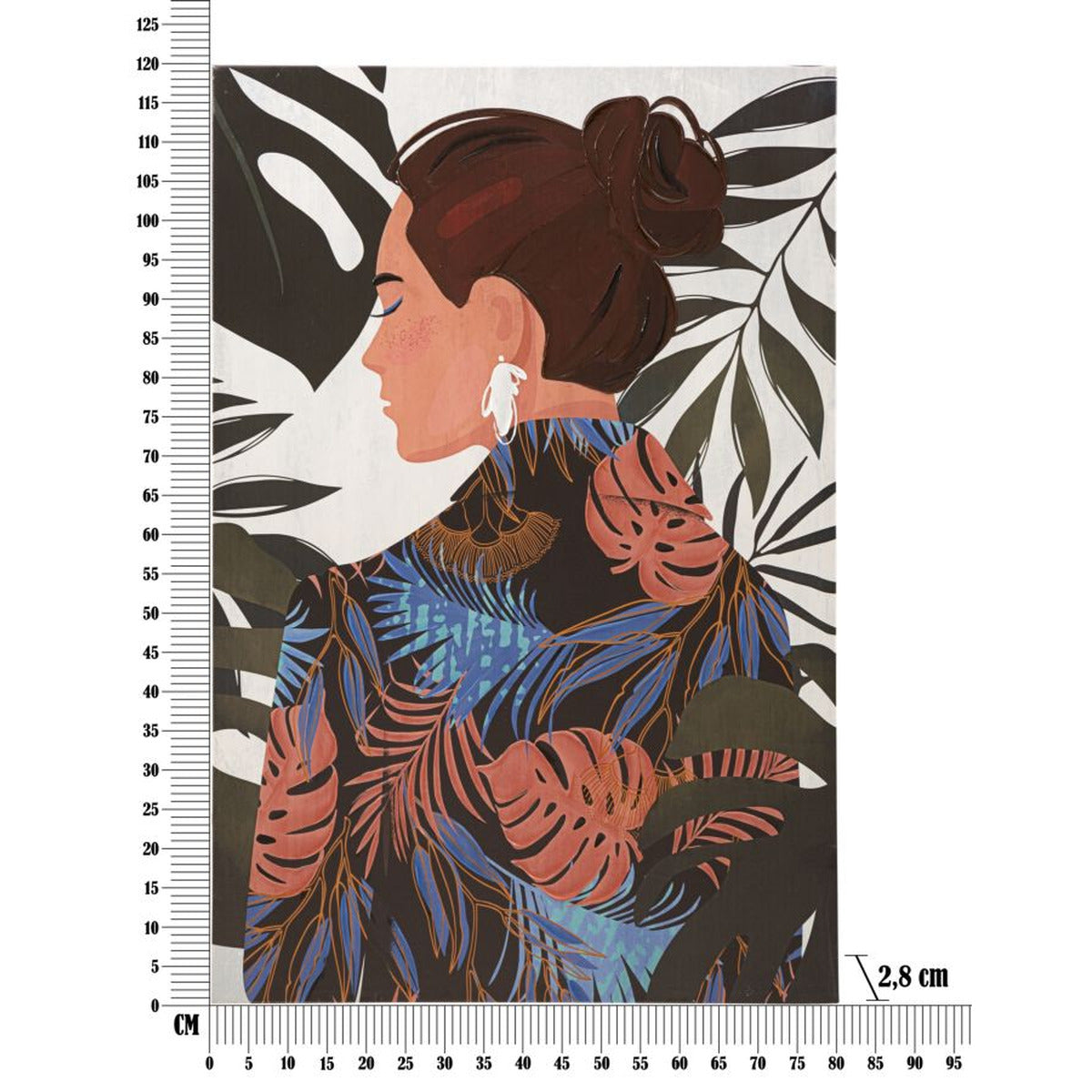 Stampa su Tela Tropicale, Multicolore, Legno, 80x2,8x120 cm, Seven Design