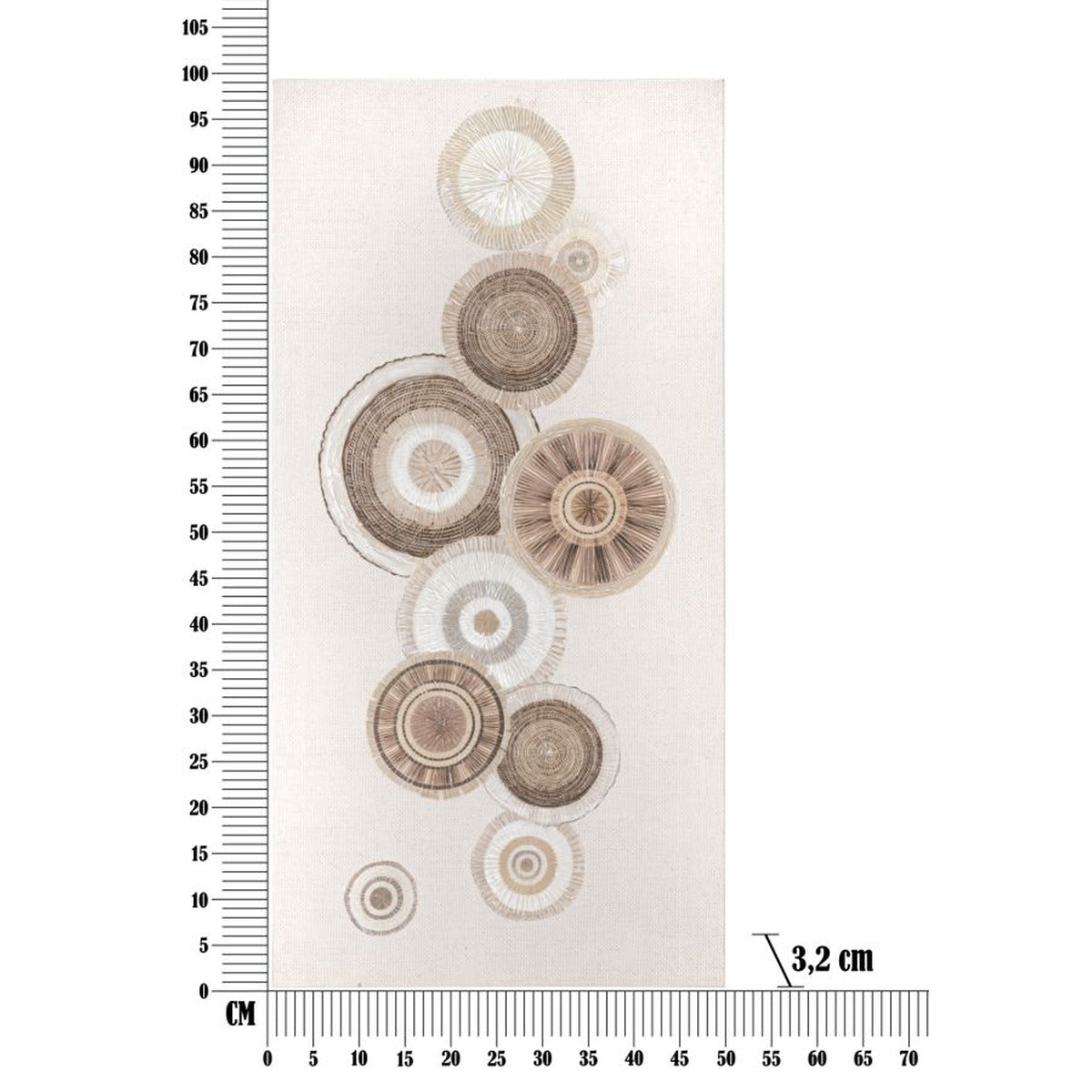 Stampa su Tela Cerchi 30, Marrone, Legno, 50x3,2x100 cm, Seven Design