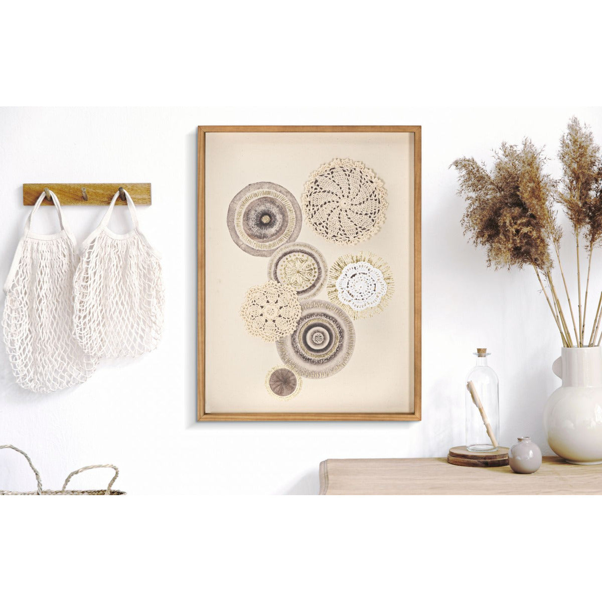 Stampa su Tela Cerchi 31, Marrone, Legno, 45x3,2x60 cm, Seven Design